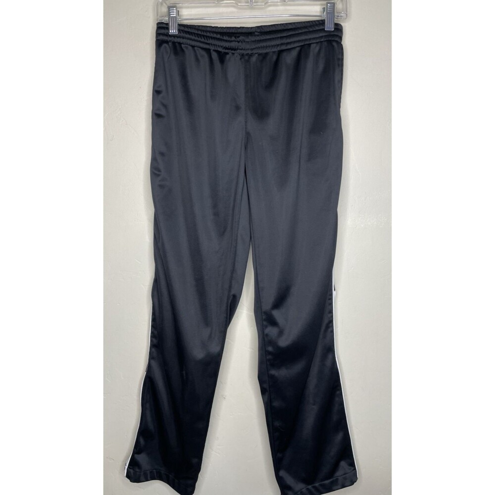 Womens Y2K Black White Stripe Track Pants  Zip Hem Athletic Joggers Sporty Small